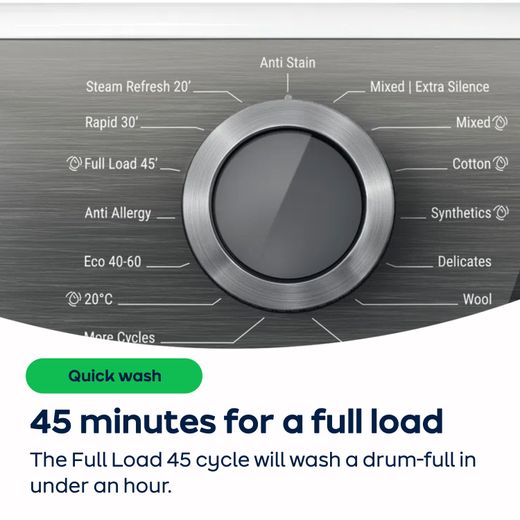 Hotpoint Anti-Stain NSWM 7469 BS UK 7kg Washing Machine with 1400 rpm - Black - AO Annotation - Full Load 45'
